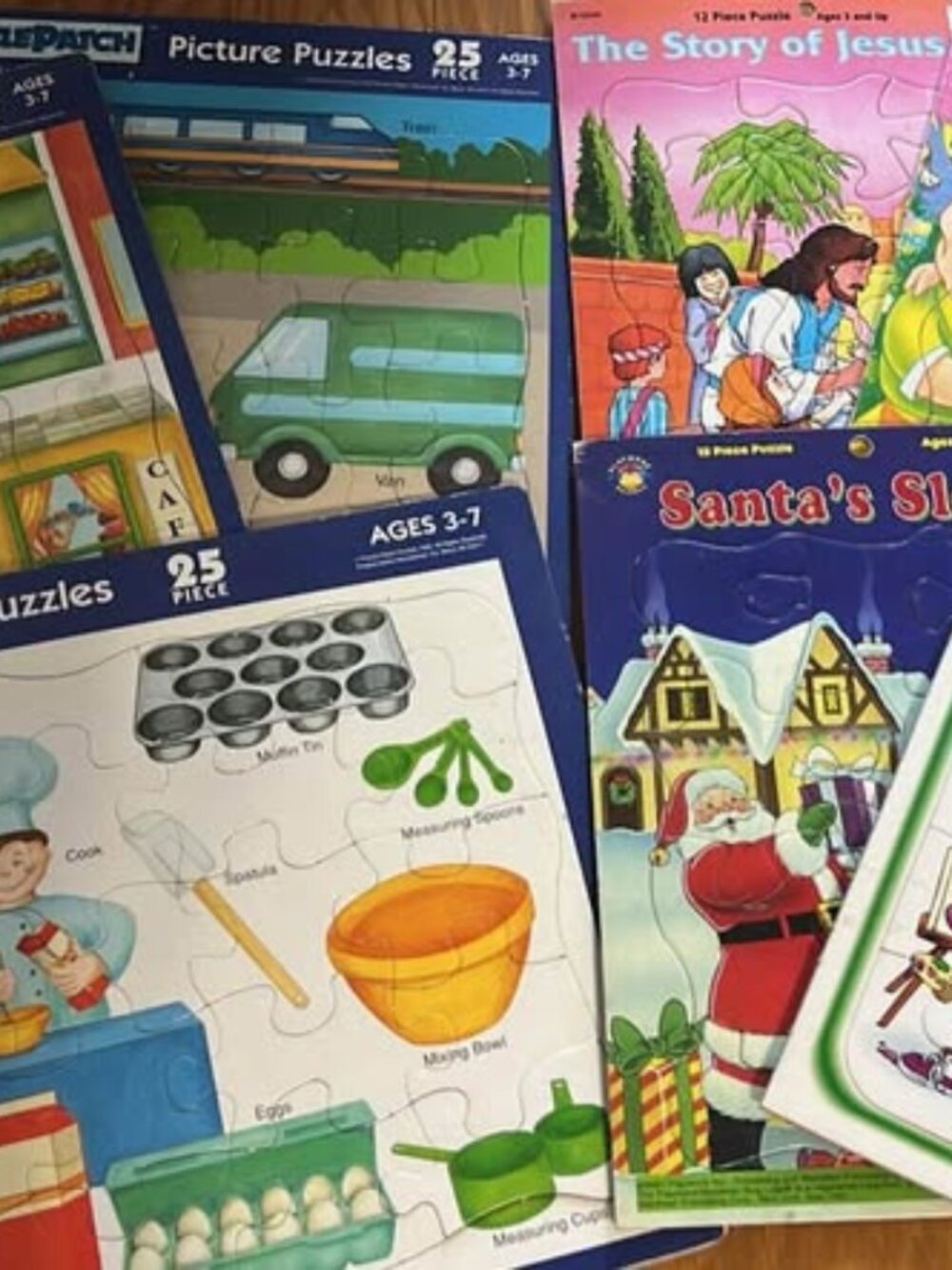 Vintage Kids Jigsaw Puzzle Lot Cardboard Frame Tray Inlay Board Puzzles Complete